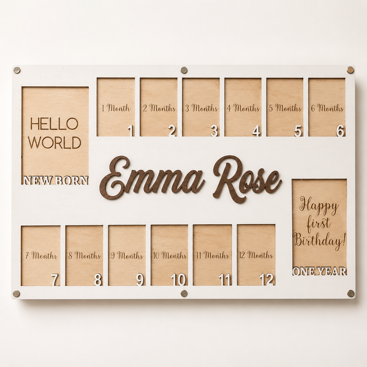Personalized Baby First Year Photo Board, Baby Picture Frame, Newborn To One Year Photo Frame, Monthly Baby Photo Frame, New Baby Gift