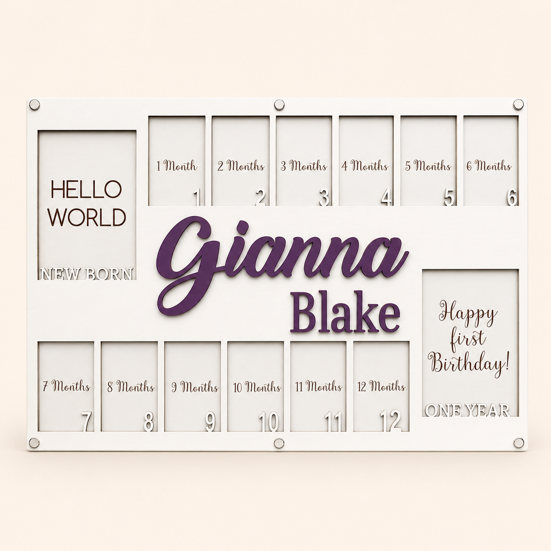 Personalized Baby First Year Photo Board